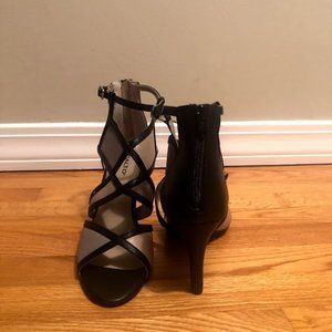 Brown and Tan High Heel, Size 10.